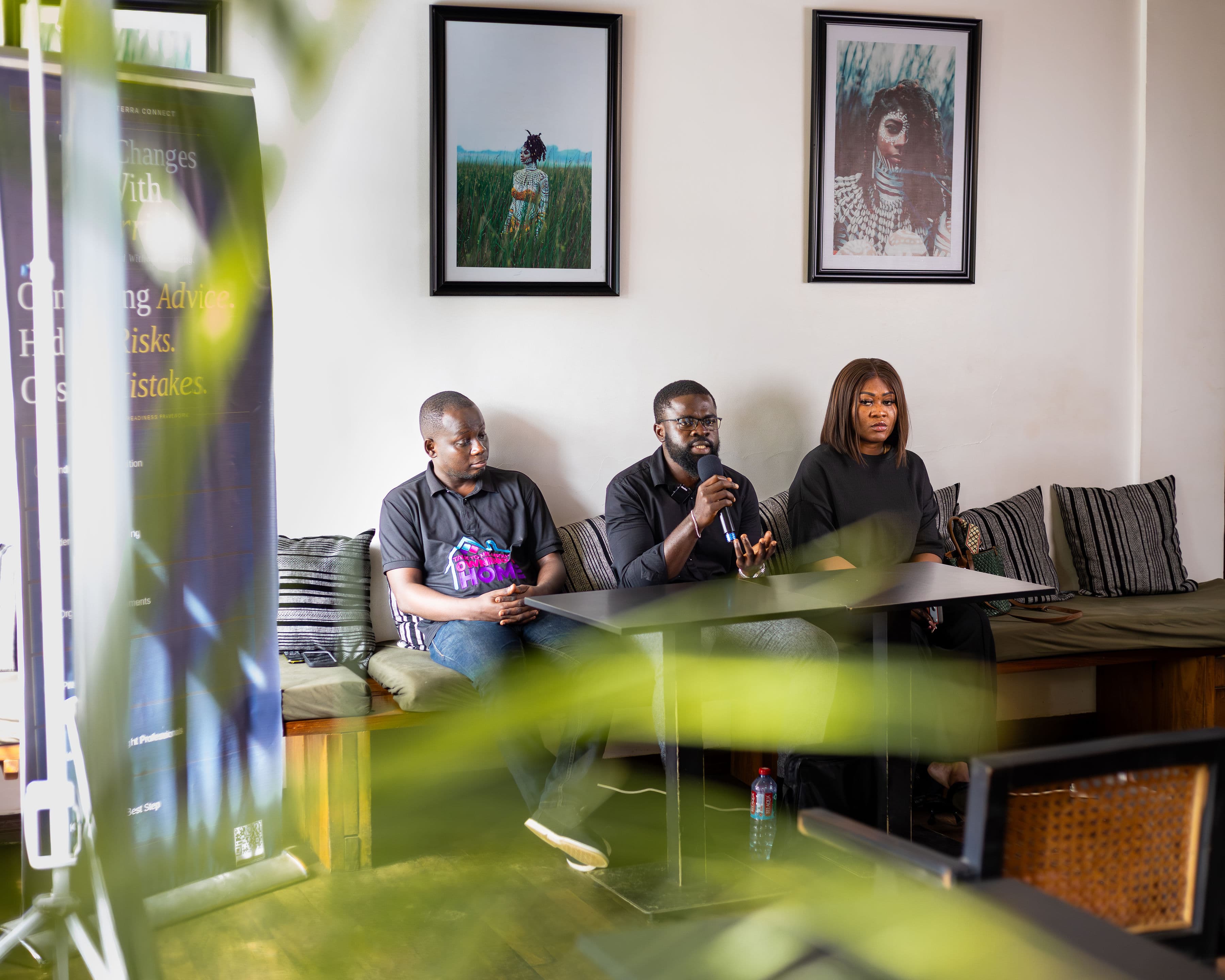 A panel of three sharing reflections with the room